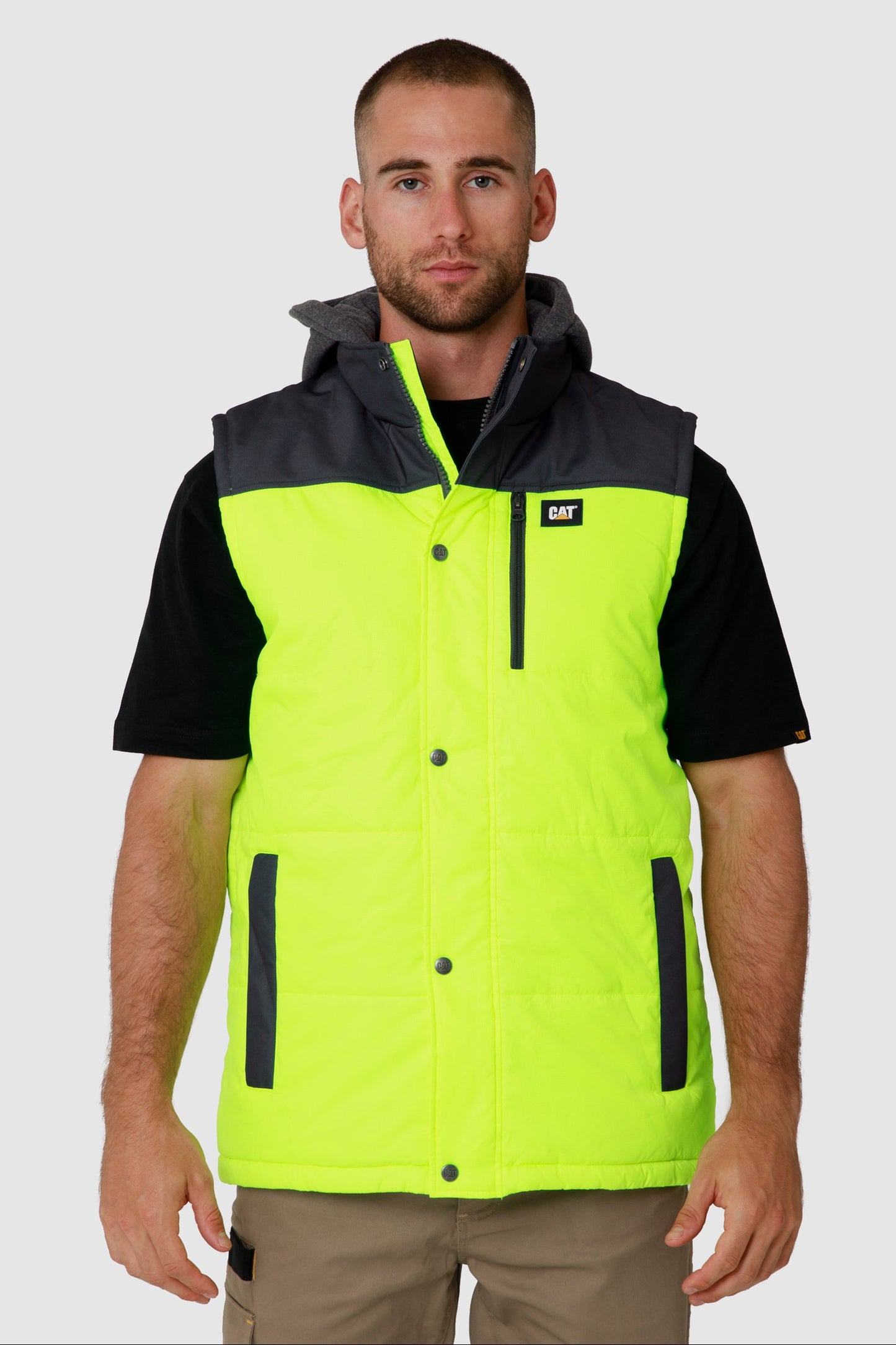 CAT - Hi Vis Hooded Work Vest (HI Vis Yellow)