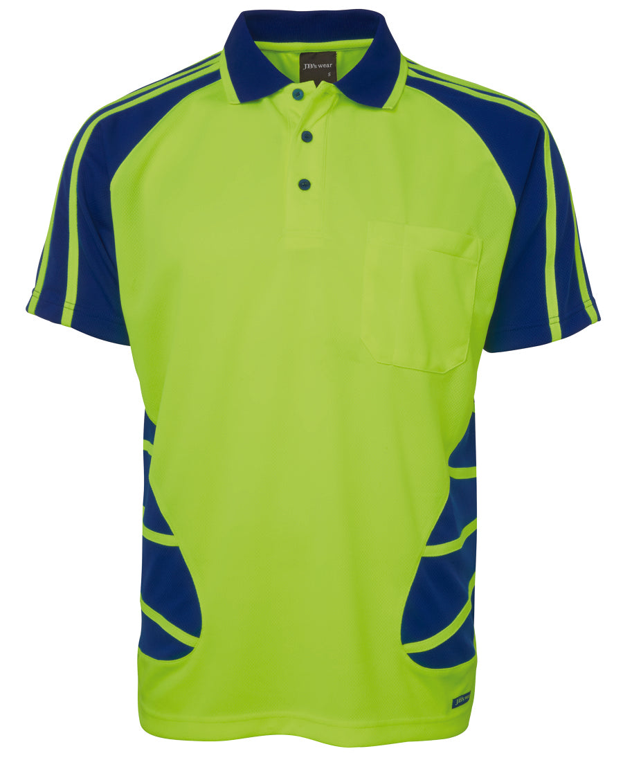 JBs Wear - Hi Vis Short Sleeve Spider Polo (Lime/Royal)