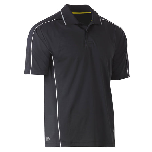 Bisley - Cool Mesh Polo with Reflective Piping Short Sleeve (Charcoal)