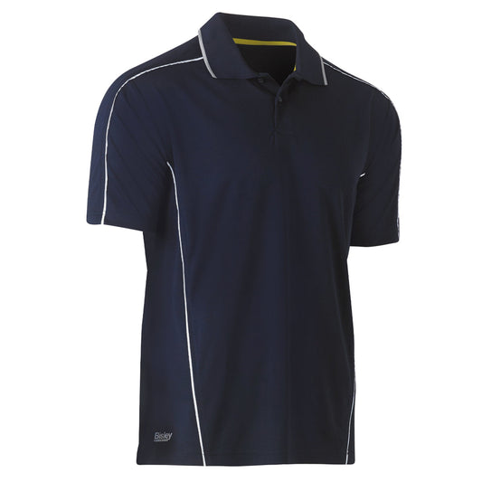 Bisley - Cool Mesh Polo with Reflective Piping Short Sleeve (Navy)