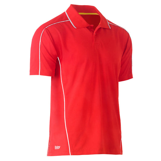 Bisley - Cool Mesh Polo with Reflective Piping Short Sleeve (Red)