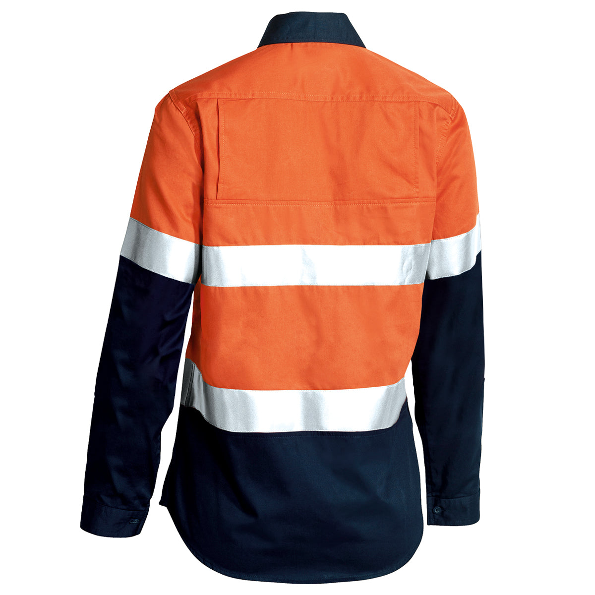 Bisley - Womens Taped Hi Vis Cool Lightweight Drill Shirt (Orange/Navy)