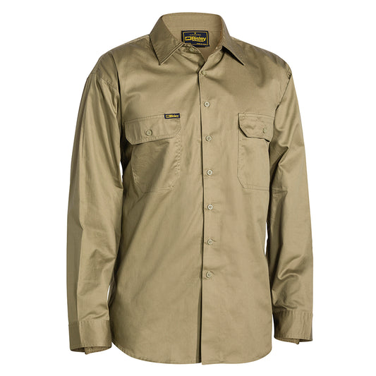 Bisley - Cool Lightweight Drill Long Sleeve Shirt (Khaki)