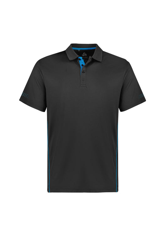 Biz Collection - Mens Balance Short Sleeve Polo (Grey/Cyan)