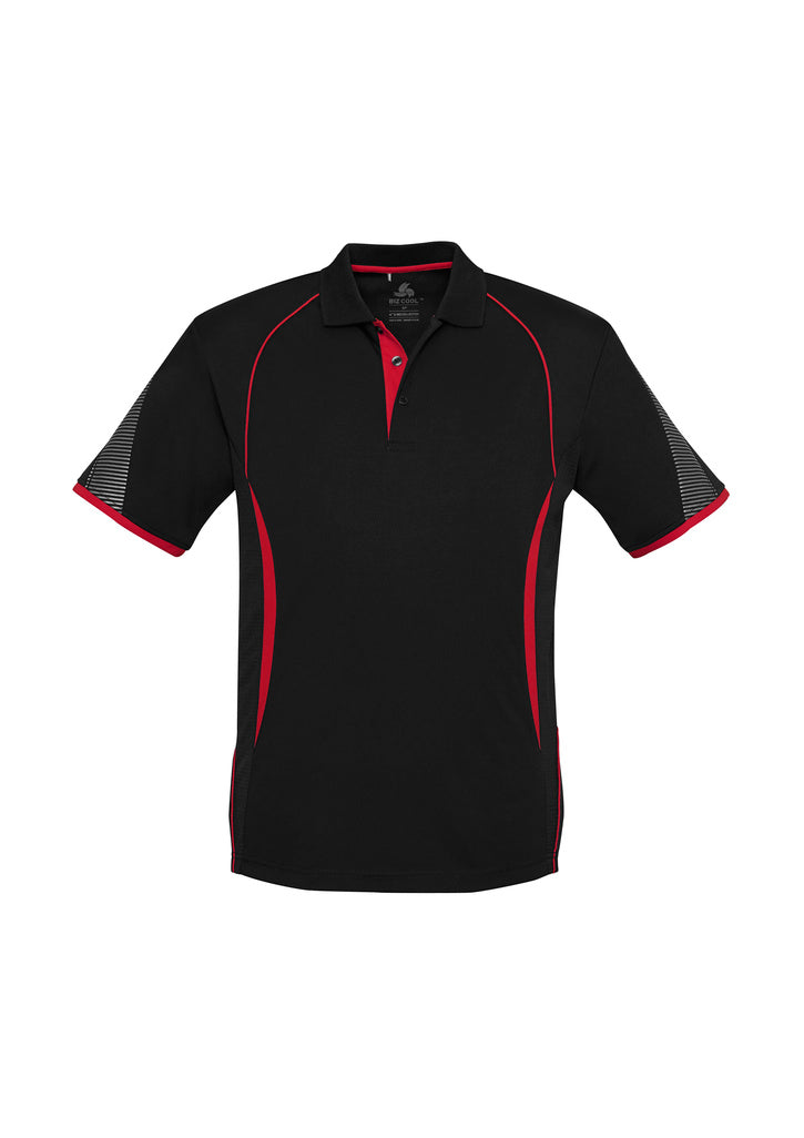 Biz Collection - Mens Razor Polo (Black/Red)