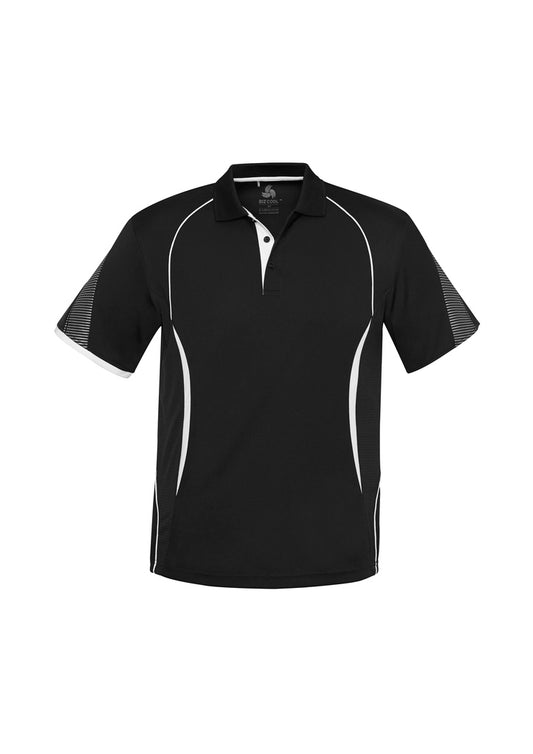 Biz Collection - Mens Razor Polo (Black/White)