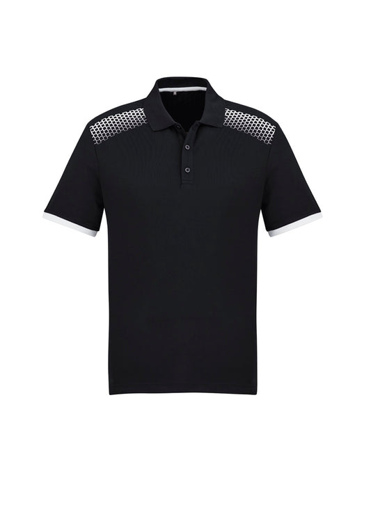 Biz Collection - Mens Galaxy Short Sleeve Polo (Black/White)