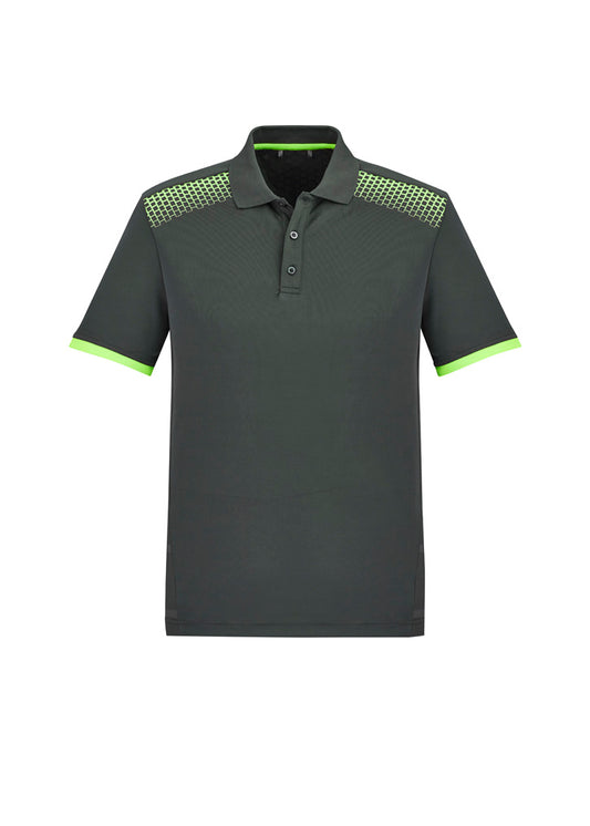 Biz Collection - Mens Galaxy Short Sleeve Polo (Grey/Fluoro Lime)