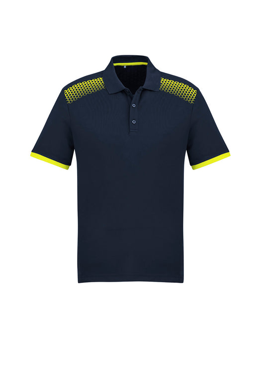 Biz Collection - Mens Galaxy Short Sleeve Polo (Navy/Fluoro Yellow)