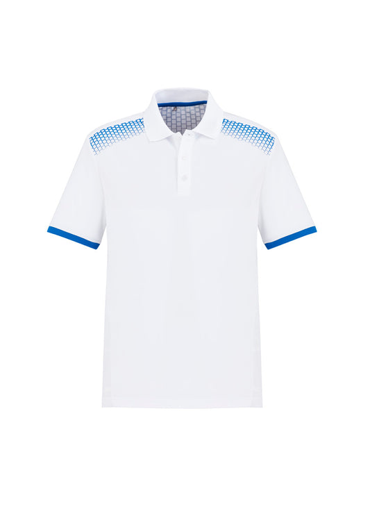 Biz Collection - Mens Galaxy Short Sleeve Polo (White/Royal)