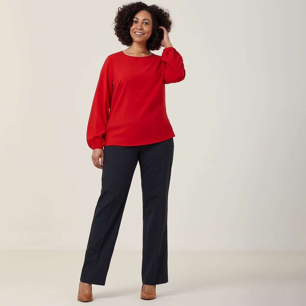 NNT - Heavy Stretch Georgette Long Sleeve Blouse (Red)