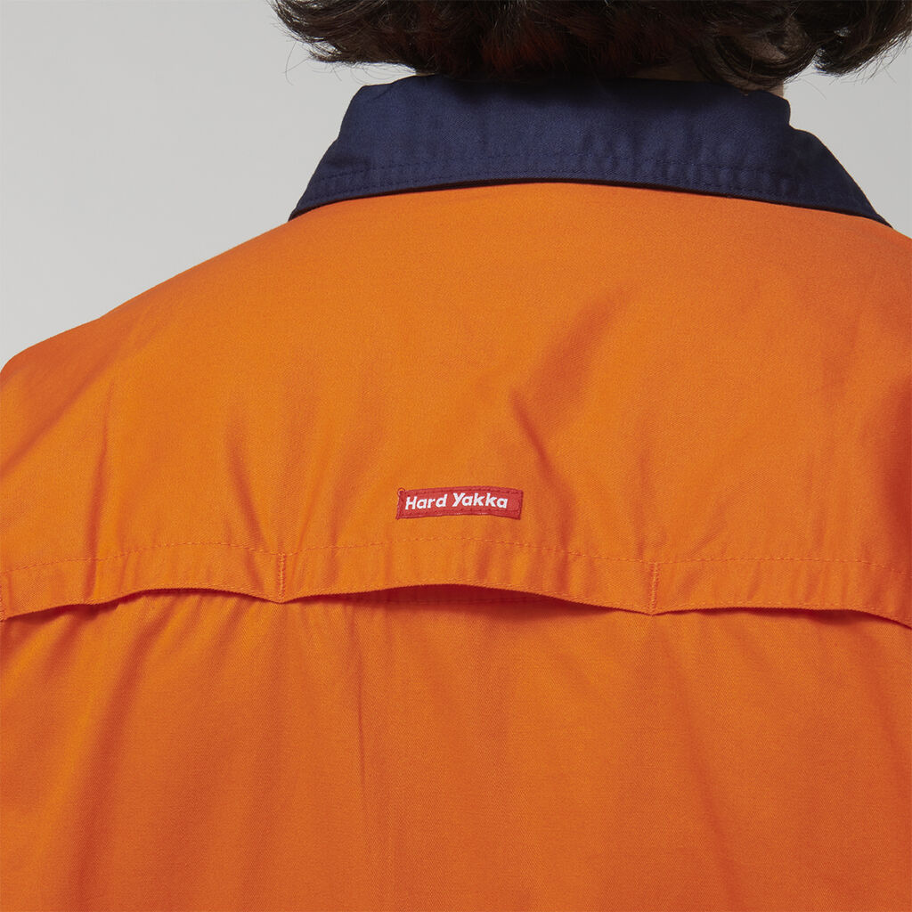 Hard Yakka - Core Hi Vis Long Sleeve 2-Tone Taped Vented Shirt (Orange/Navy)