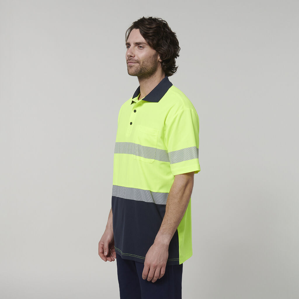 Hardyakka - Short Sleeve Taped Hi-Vis Polo (Yellow/Navy)