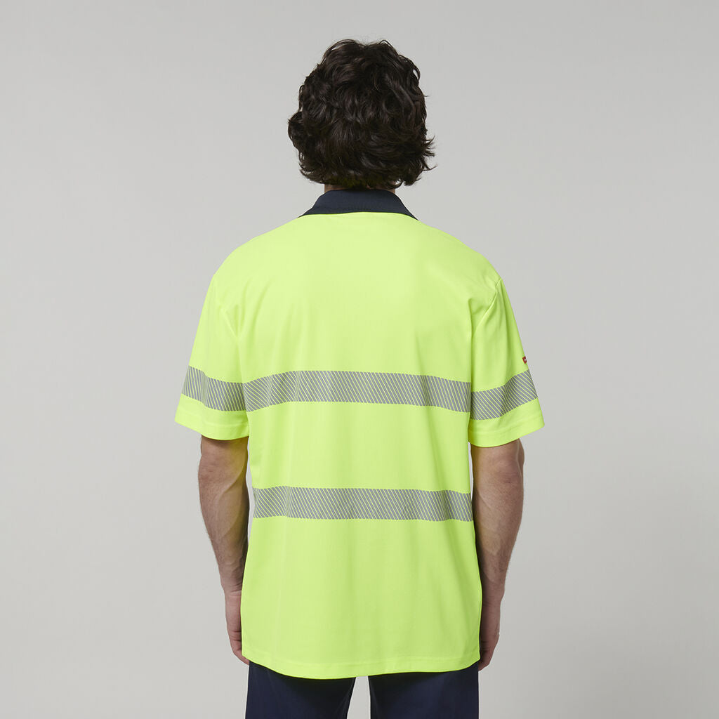 Hardyakka - Short Sleeve Taped Hi-Vis Polo (Yellow/Navy)